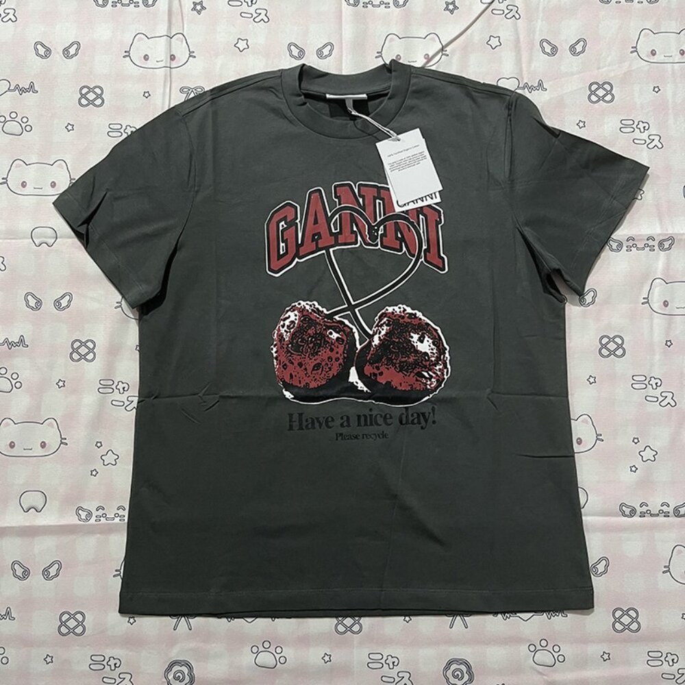 Cherry Cartoon Print Short-Sleeved T-Shirt Ganni